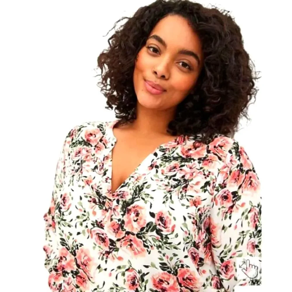TORRID New Women's Floral Split Front Georgette Blouse. - Picture 6 of 15